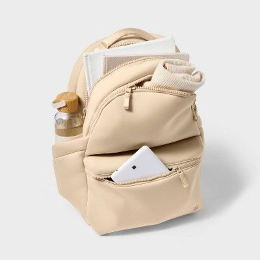 All In Motion - Faux Neoprene 17" Backpack Tan - All In Motion️ Tan - Picture 3 of 4